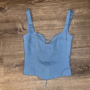 Zara light blue corset top with lace up back